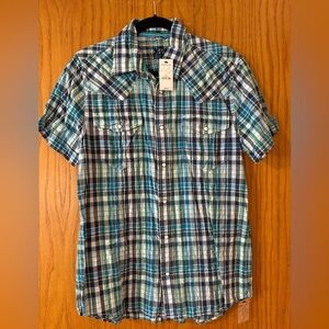 Express Short-Sleeve Western Style Shirt With Snap Buttons